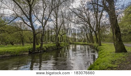 River Bilina near Stadice village in spring sunny day