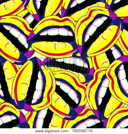 Pattern lips pop art. For printing on paper or textiles, as well as for the site