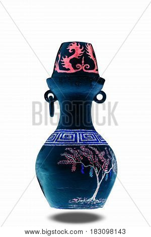 Blue vase on a white background.