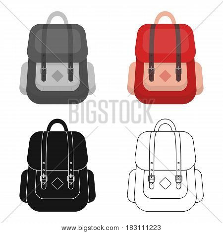 Hipster backpack icon in cartoon design isolated on white background. Hipster style symbol stock vector illustration.
