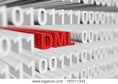 DML in the form of a binary code with blurred background 3D illustration