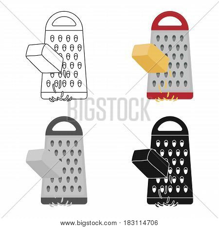 Grating cheese icon in cartoon style isolated on white background. Pizza and pizzeria symbol vector illustration.