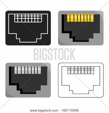 LAN port icon in cartoon style isolated on white background. Personal computer symbol vector illustration.