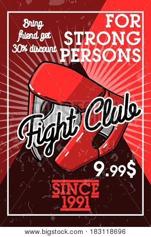 Color vintage fight club banner. Vector illustration, EPS 10