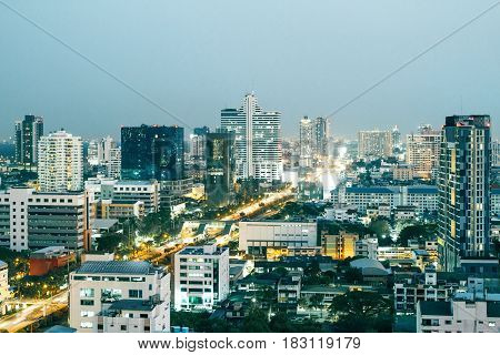 Bangkok city skyline at dawn. Beautiful wallpaper/background/backdrop