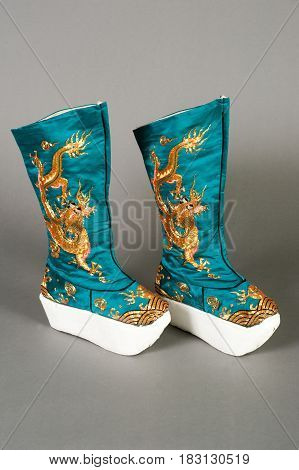 Beijing, China - 15 May 2014: Shoes of the traditional Chinese theater