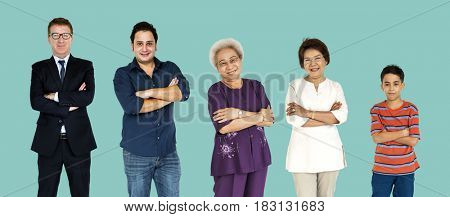 Diversity of People Generations Set Together Studio Isolated