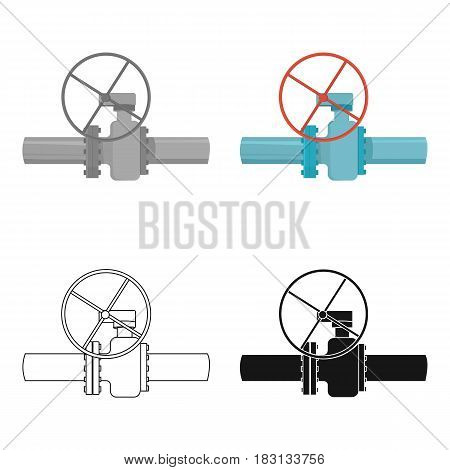 Oil pipe with valve icon in cartoon style isolated on white background. Oil industry symbol vector illustration.