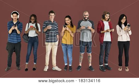 Diverse of People Using Phone Devices Communication Studio Isolated
