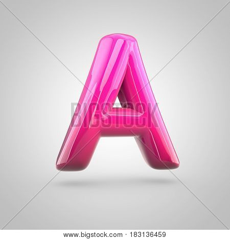 Glossy Red And Pink Gradient Paint Alphabet Letter A Uppercase Isolated On White Background