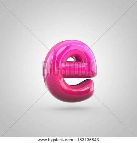 Glossy Red And Pink Gradient Paint Alphabet Letter E Lowercase Isolated On White Background