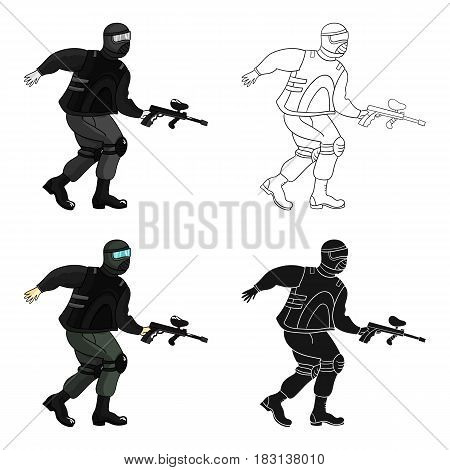Paintball player icon in cartoon design isolated on white background. Paintball symbol stock vector illustration.