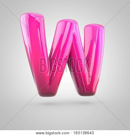 Glossy Red And Pink Gradient Paint Alphabet Letter W Uppercase Isolated On White Background
