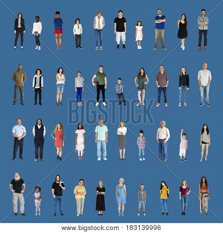 Diversity People Set Gesture Standing Together Studio Isolated