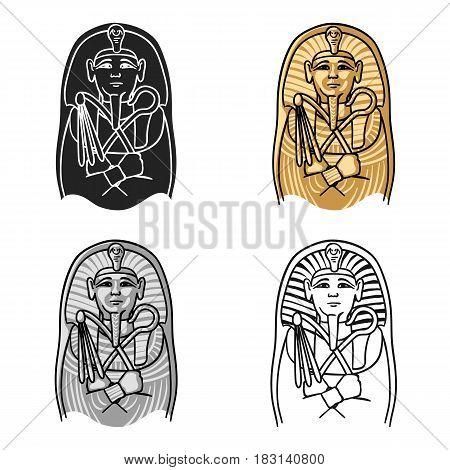 Egyptian pharaoh sarcophagus icon in cartoon style isolated on white background. Museum symbol vector illustration.