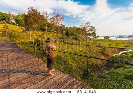 Suspension Bridge At Pompee Viewpoint
