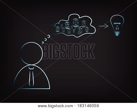 Businessman With Gearwheels Mechanism Elaborating Ideas