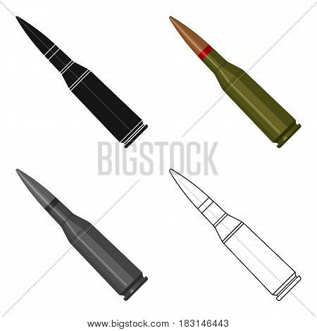 Military rifle bullet icon in cartoon style isolated on white background. Military and army symbol vector illustration