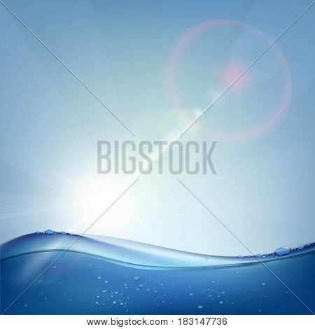 Waves on the water surface. Natural background. Stock vector illustration.