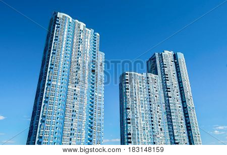 Facade of skyscrapers low angle view sky