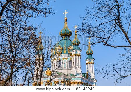 St. Andrew's church in Kyiv Ukraine in spring