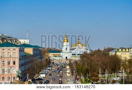 St Michael Golden-Domed Monastery Kiev Ukraine in spring