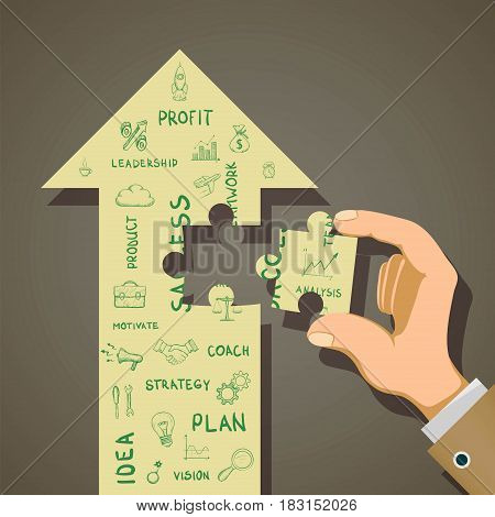 Business development strategy and start-up concept. Stock vector illustration.