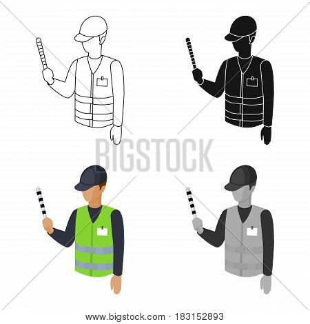 Parking attendant icon in cartoon design isolated on white background. Parking zone symbol stock vector illustration.