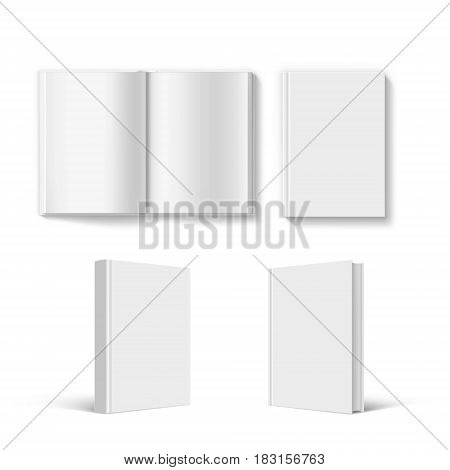 Set of blank book cover template. Isolated on white background. Stock vector illustration.
