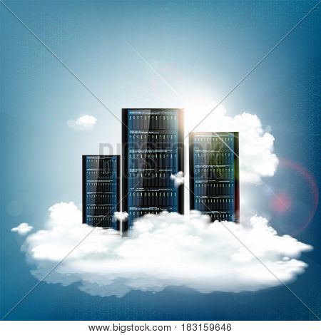 Cloud computing. Server for data storage. Technology background. Stock vector illustration.