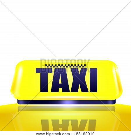 Yellow taxi sign on the car roof. Vector illustration on white background.