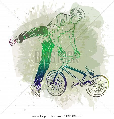 Bike rider Jumping On A Artistic Abstract Background