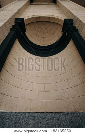 Romantic castle architecture. Architectural arch. Bottom view.
