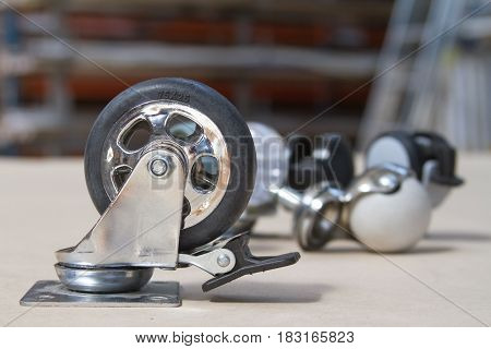 Furniture accessories. Wheel for sofa and tables. Roller for furniture.