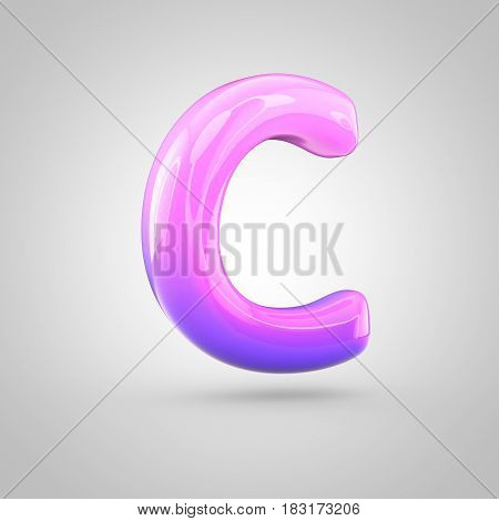 Glossy Pink And Violet Gradient Paint Alphabet Letter C Uppercase Isolated On White Background
