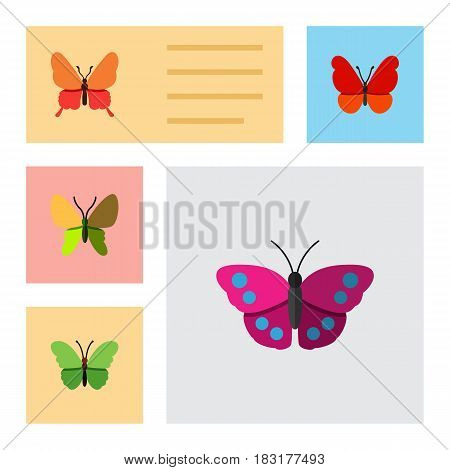 Flat Monarch Set Of Beauty Fly, Milkweed, Monarch And Other Vector Objects. Also Includes Butterfly, Milkweed, Archippus Elements.