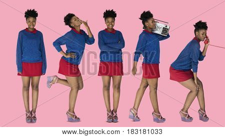 Adult Women Set Gesture Standing Studio Isolated