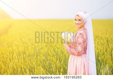 Beautiful Female Model In Traditional Bridal Costume.