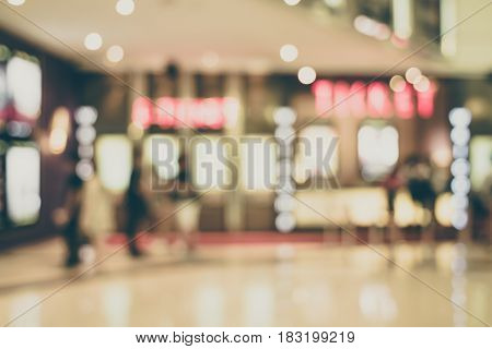Blurred Background,people At Ticket Booth At Theatre With Bokeh Light