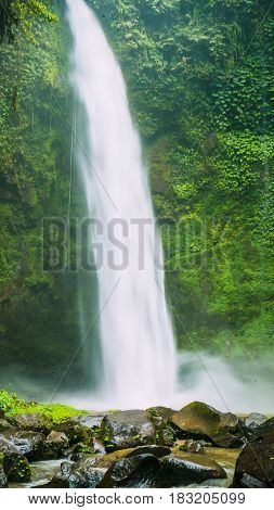 Amazing Nungnung waterfall close up, Bali Indonesia