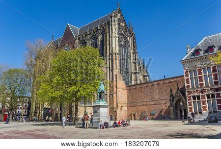 UTRECHT, NETHERLANDS - APRIL 09, 2017: Dom church at the central square in Utrecht, Netherlands