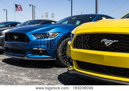 Indianapolis - Circa April 2017: A Local Ford Car and Truck Dealership. Ford sells products under the Lincoln and Motorcraft brands V