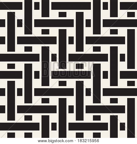 Seamless woven stripes lattice pattern. Modern stylish texture. Repeating abstract background with interlacing lines. Simple monochrome grid