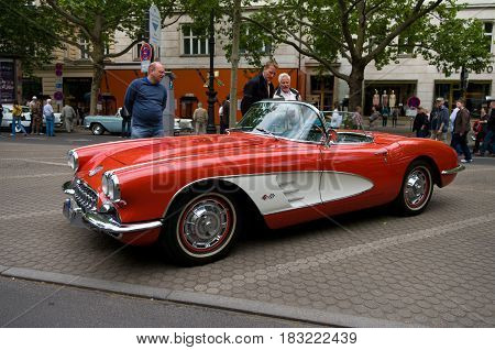 BERLIN - MAY 28: The Chevrolet Corvette 1958 the exhibition "125 car history - 125 years of history Kurfurstendamm" May 28 2011 in Berlin Germany