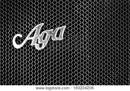 BERLIN - MAY 28: Radiator (engine cooling) and the emblem of the car AGA Typ C 6 / 20 PS (Black and White) the exhibition 