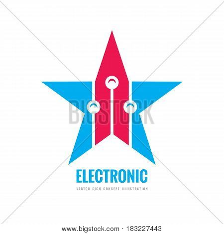 Modern lectronic technology - vector logo template concept illustration. Abstract star creative sign. Design graphic element.