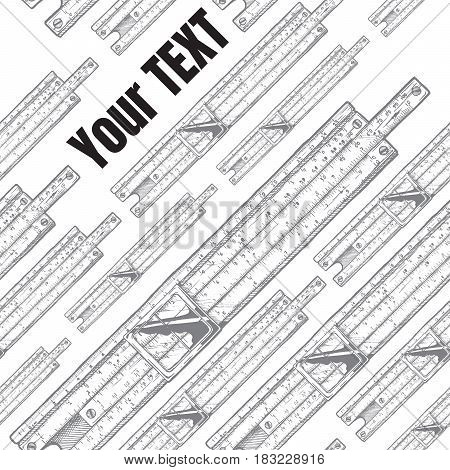 Vector template with slide rules. Place for your text. Seamless pattern on the background.