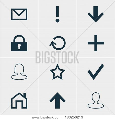 Vector Illustration Of 12 Member Icons. Editable Pack Of Mainpage, Padlock, Renovate And Other Elements.