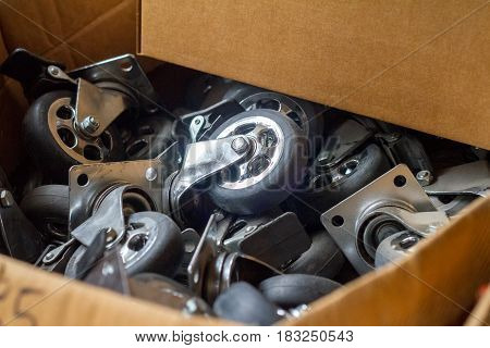 Furniture accessories. Wheel for sofa and tables. Roller for furniture.