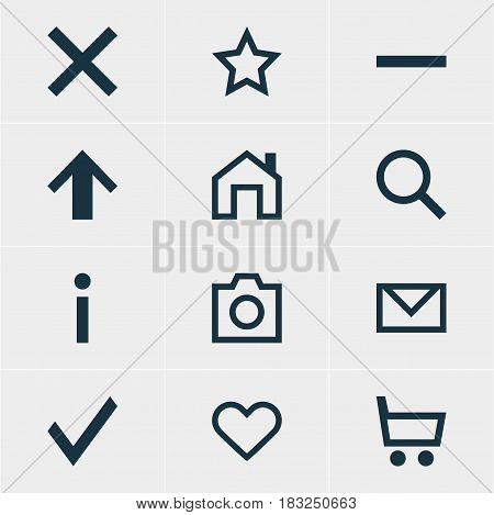 Vector Illustration Of 12 Member Icons. Editable Pack Of Check, Mainpage, Info And Other Elements.